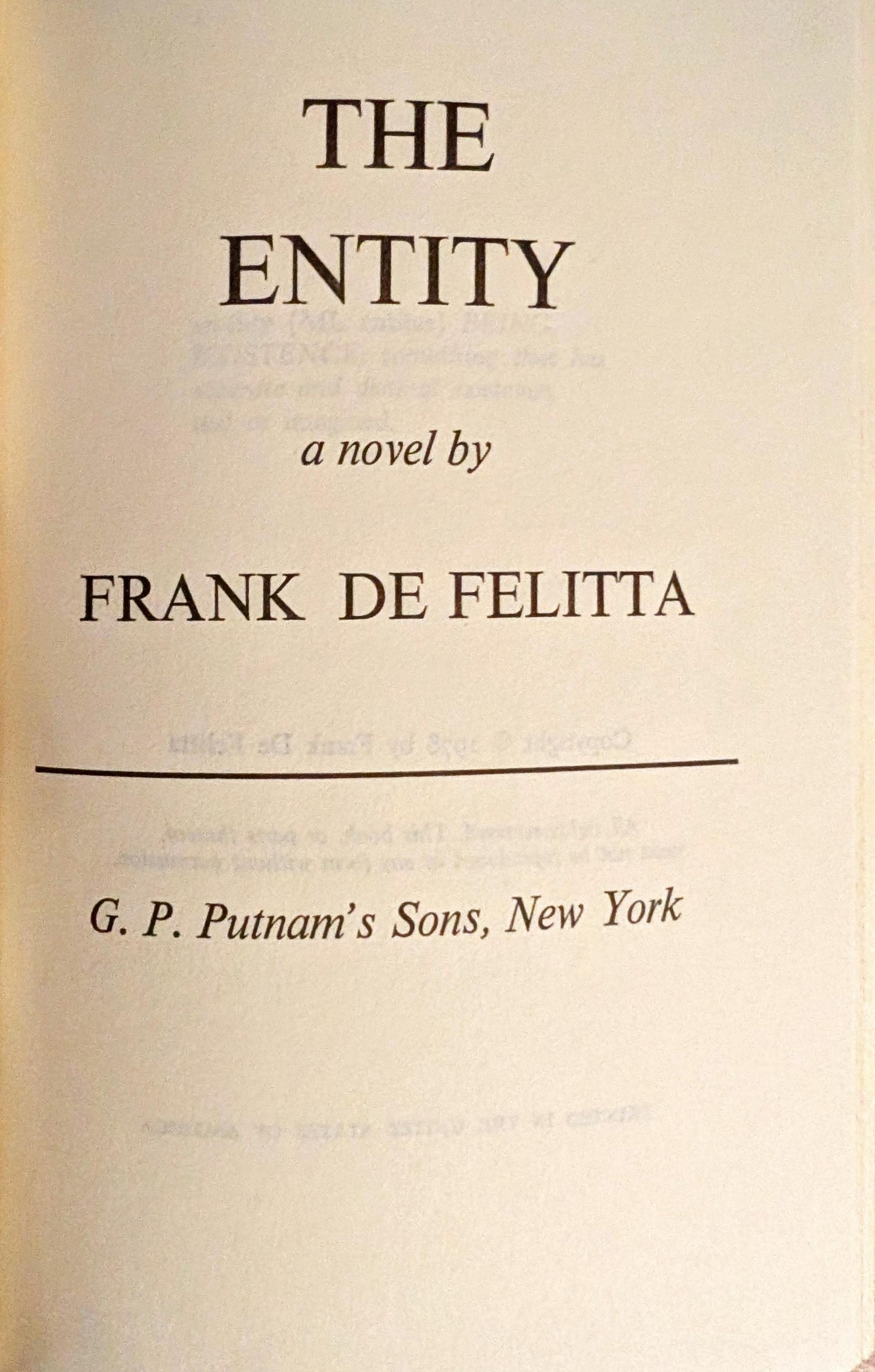 The Entity by Frank DeFelitta