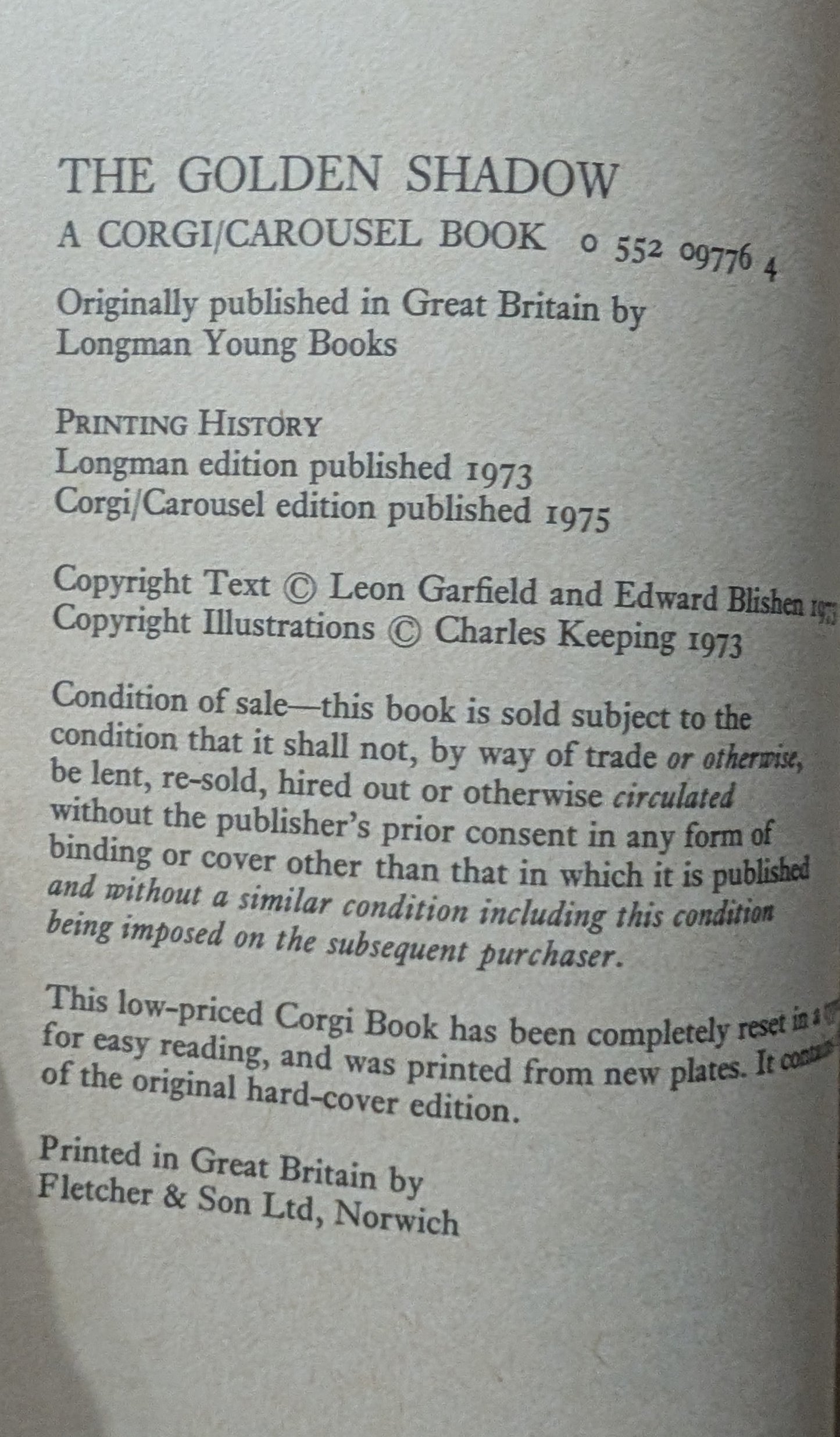 The Golden Shadow by Leon Garfield and Edward Blishen