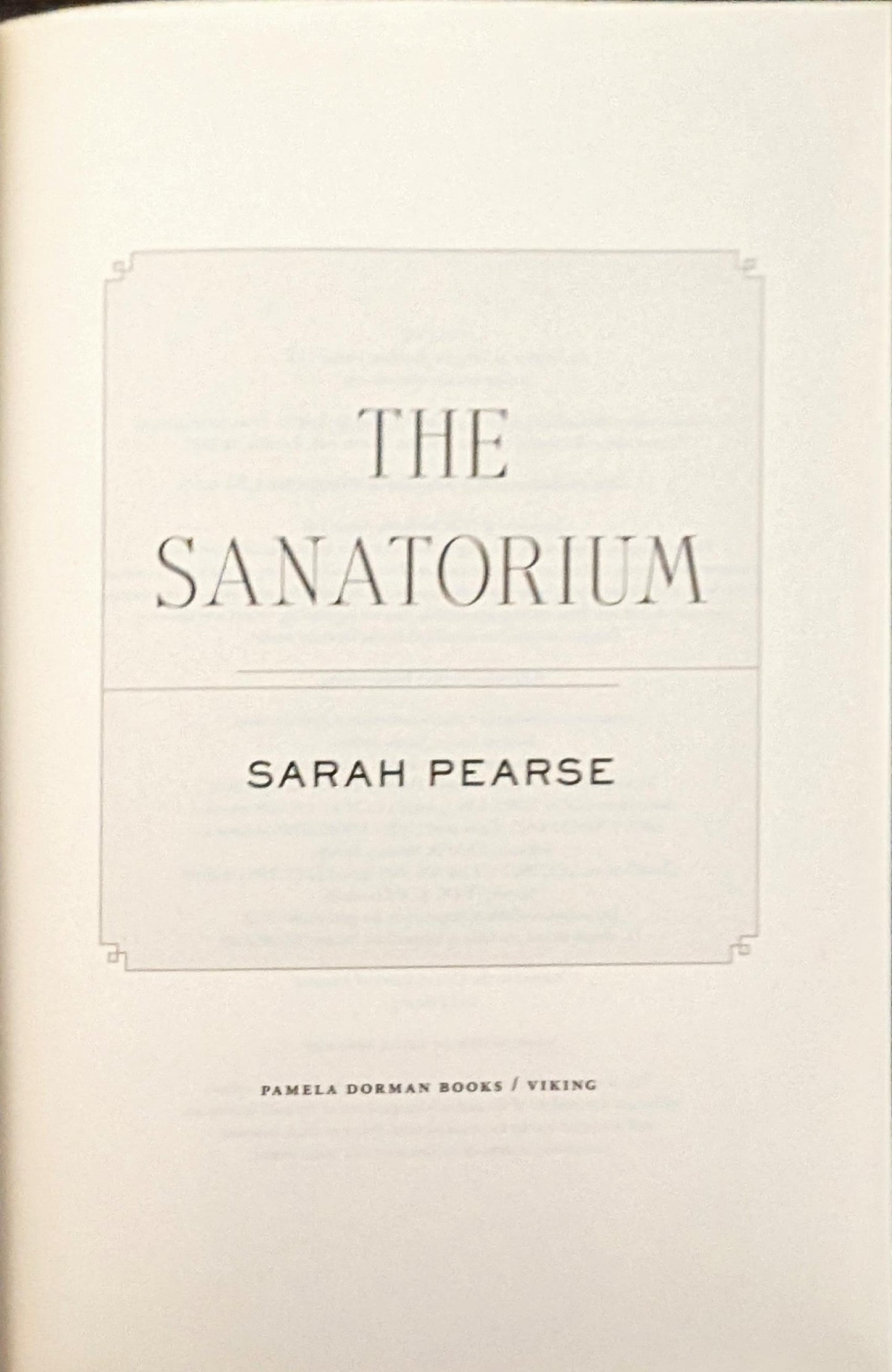The Sanatorium by Sarah Pearse