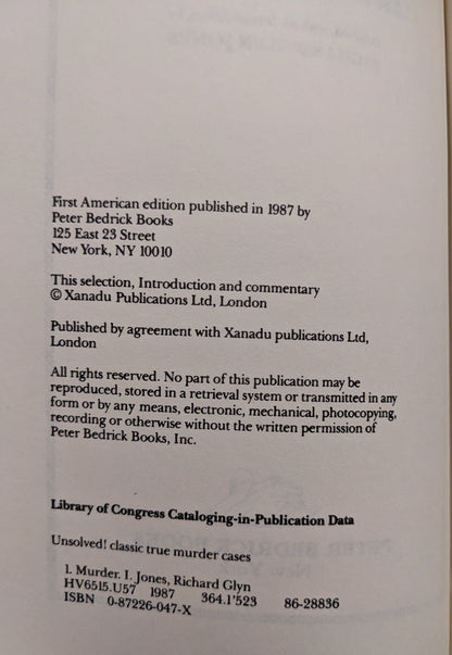 Unsolved! Classic True Murder Case selected and introduced by Richard Glyn Jones