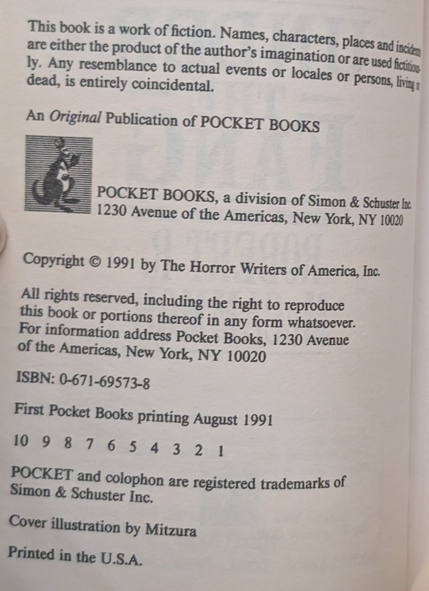 The Horror Writers of American present Under the Fang edited by Robert R. McCammon