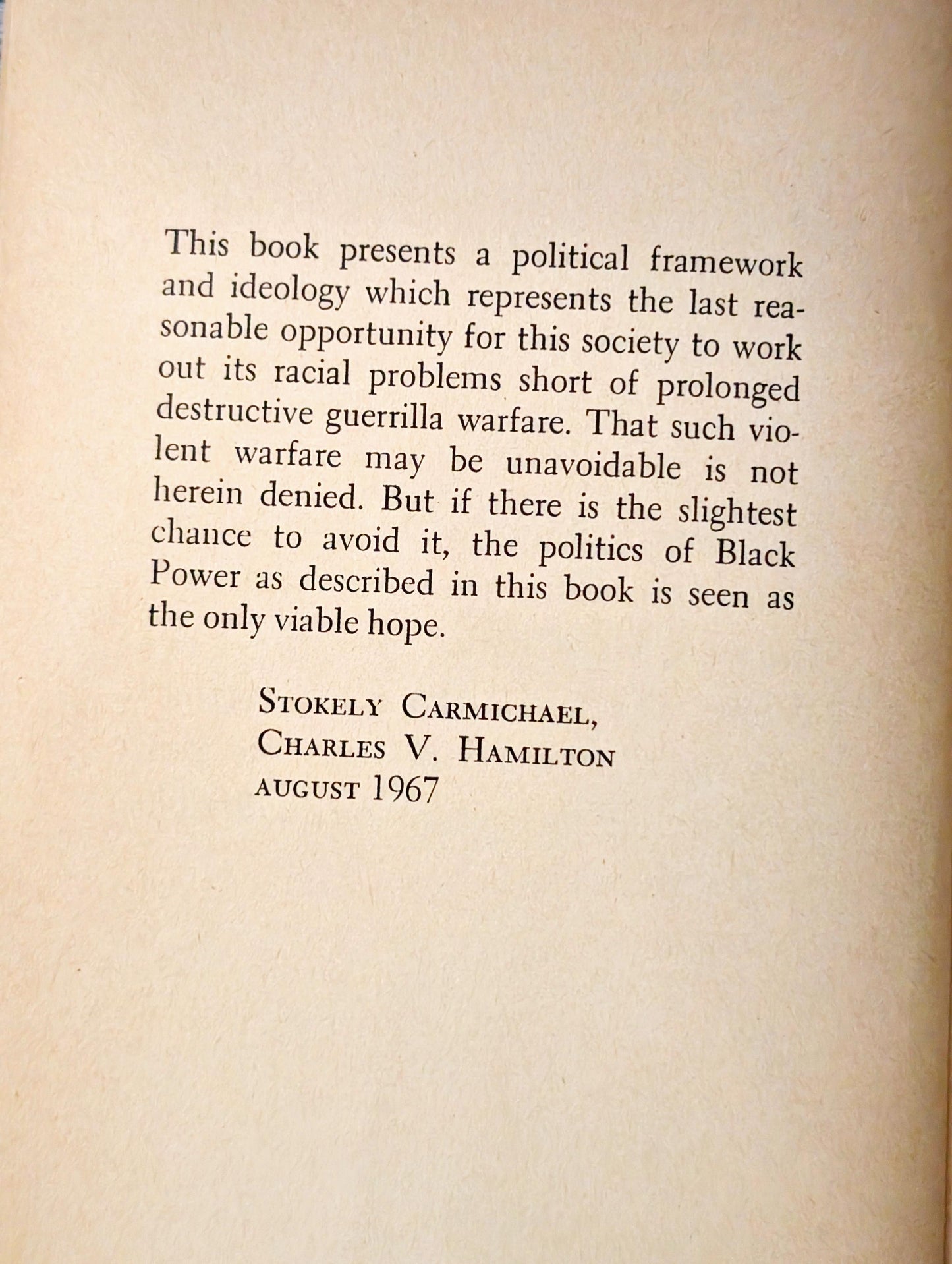 Black Power: The Politics of Liberation in America by Charles V. Hamilton