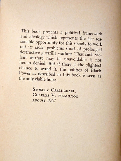Black Power: The Politics of Liberation in America by Charles V. Hamilton