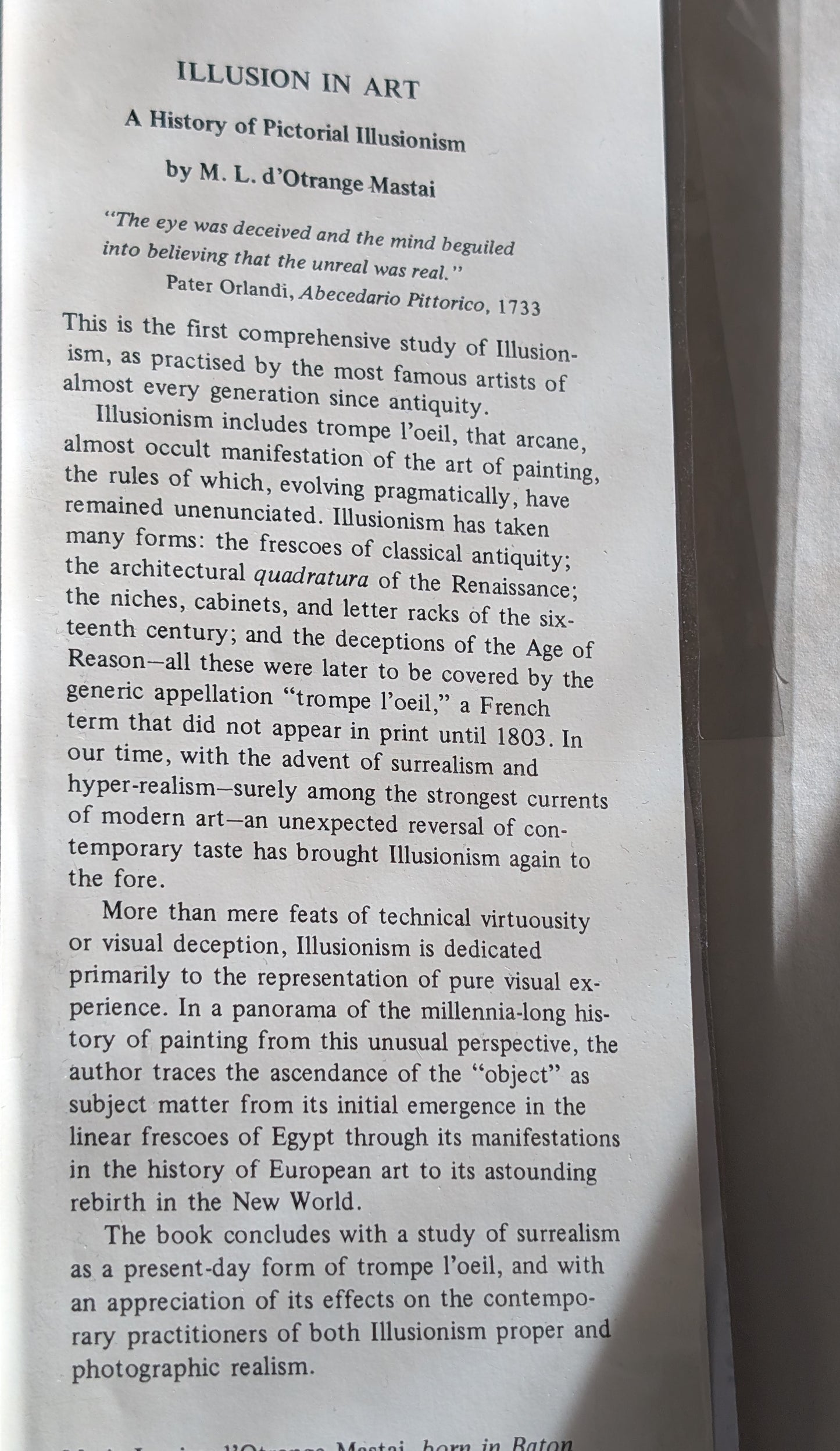 Illusion in Art - Trompe l'Oeil : A History of Pictorial Illusionism