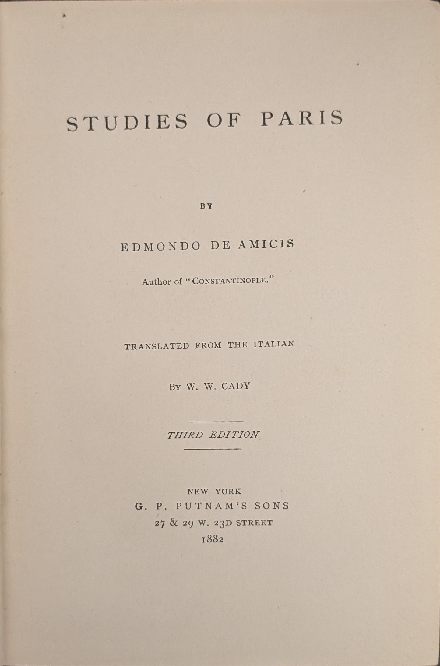 Studies of Paris by Edmondo de Amicis