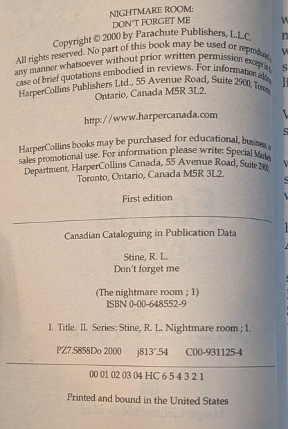 Don't Forget Me (The Nightmare Room #1) by R.L Stine