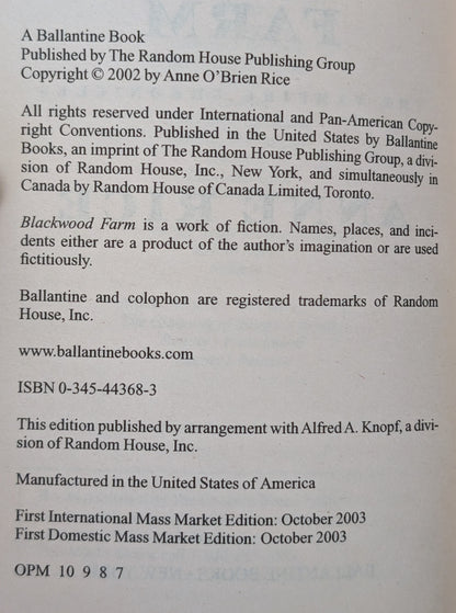 Blackwood Farm by Anne Rice