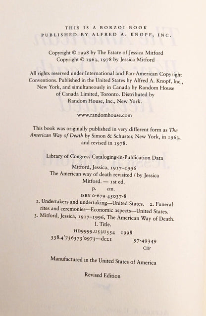 The American Way of Death Revisited by Jessica Mitford