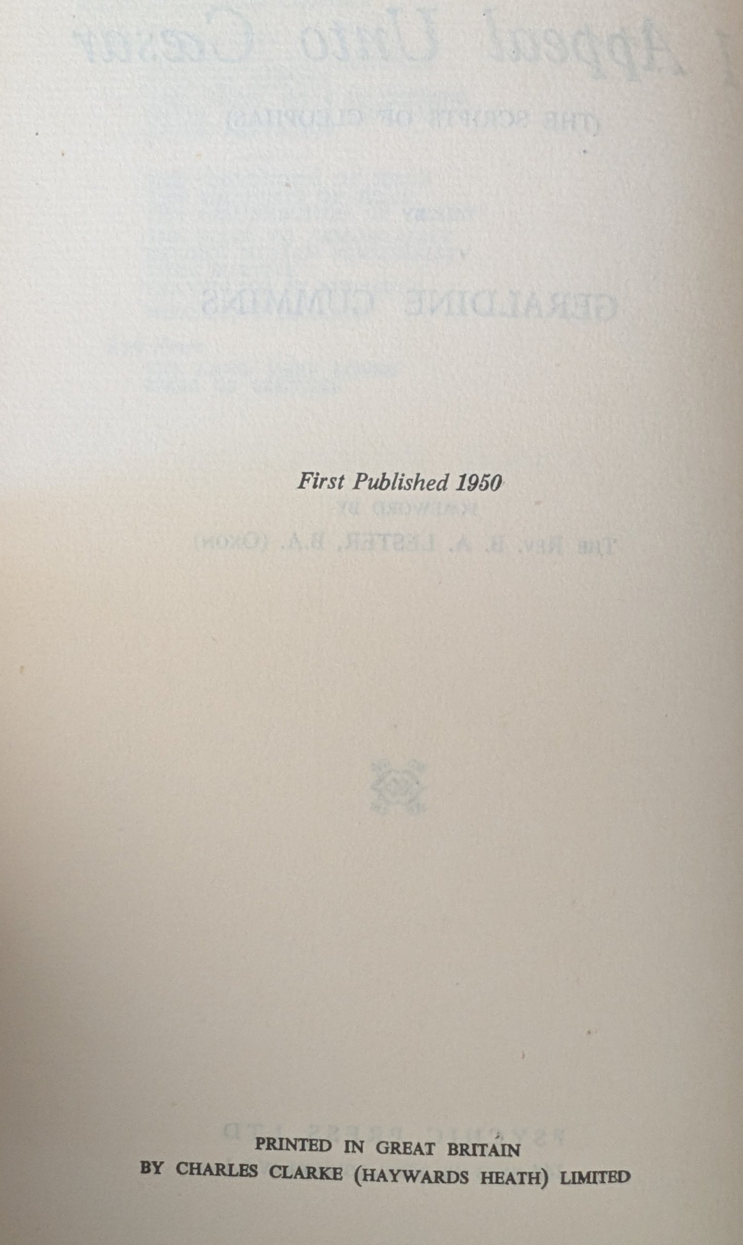 I Appeal Unto Caesar (The Scripts of Cleophas) by Geraldine Cummins