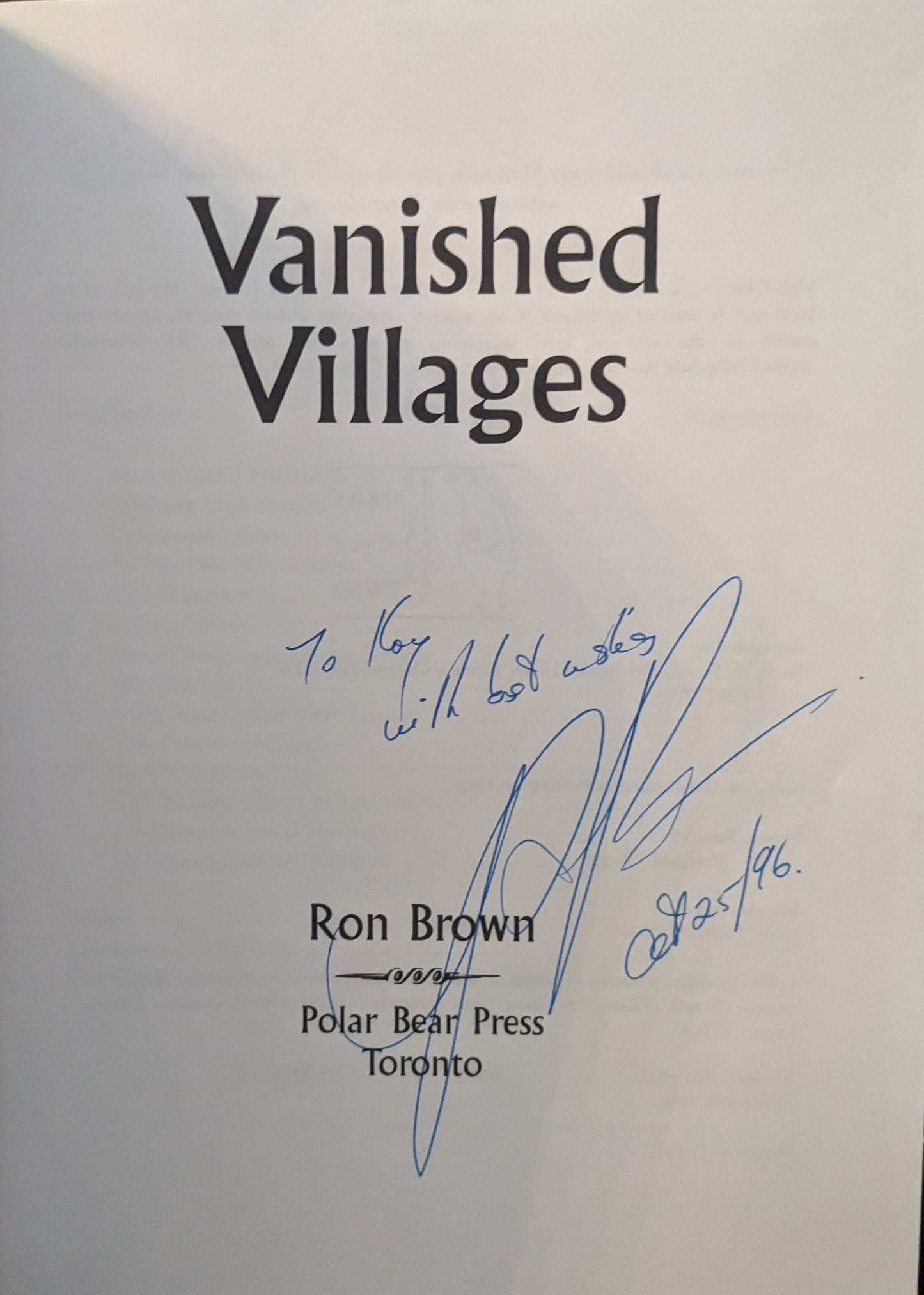 Vanished Villages by Ron Brown (Signed)