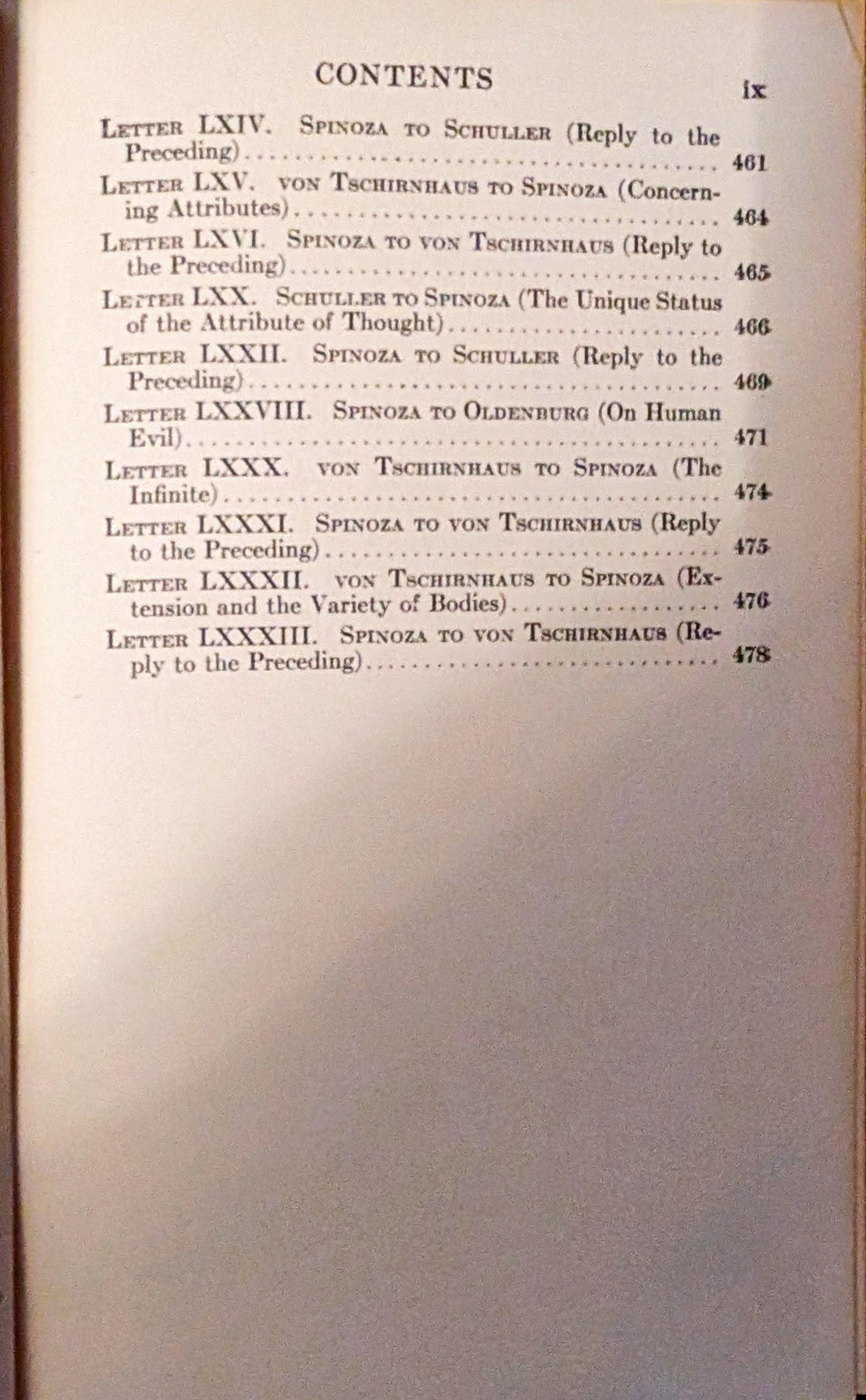 Spinoza Selections edited by John Wild