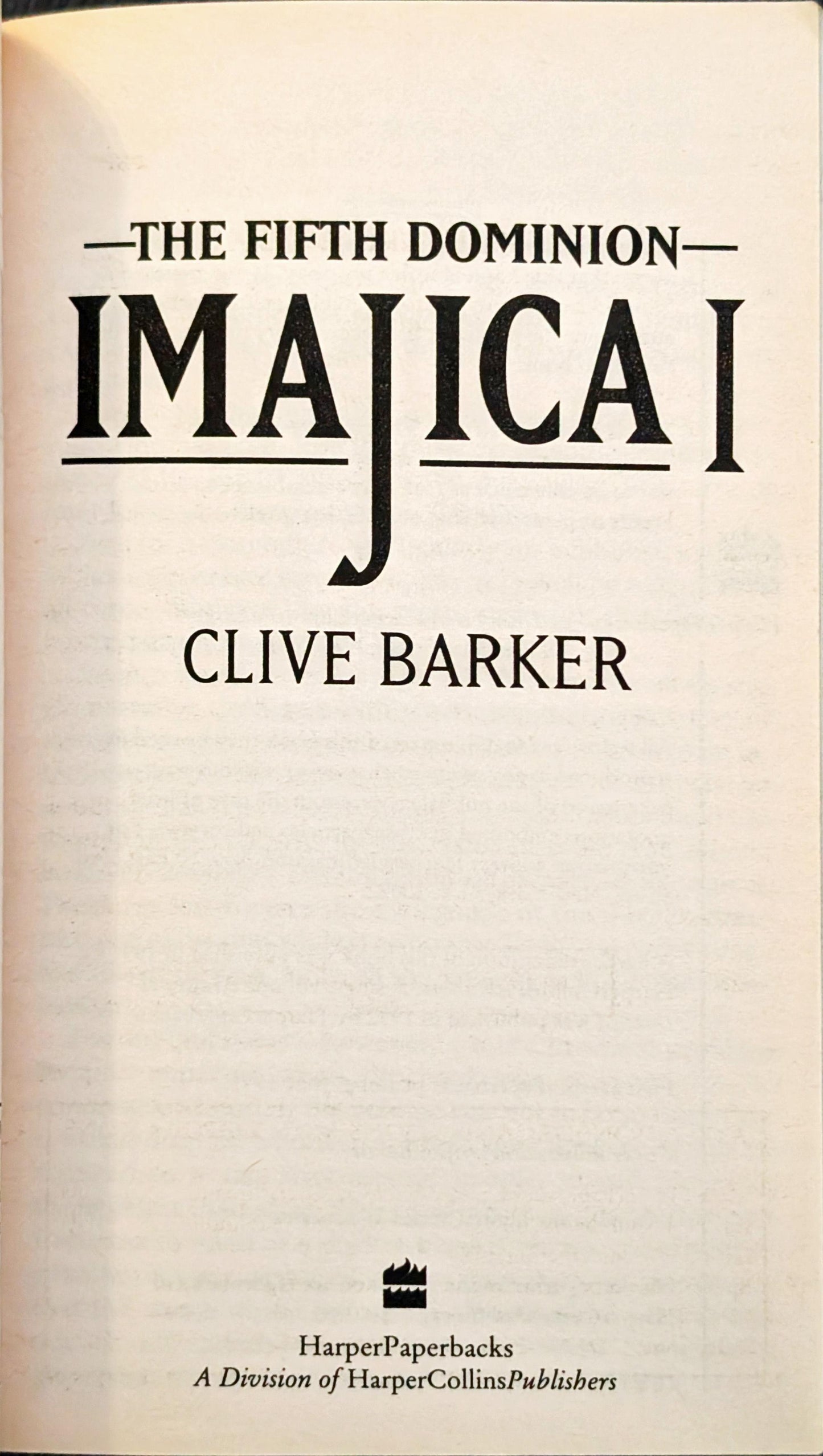 Imajica Book I: Fifth Dominion by Clive Barker