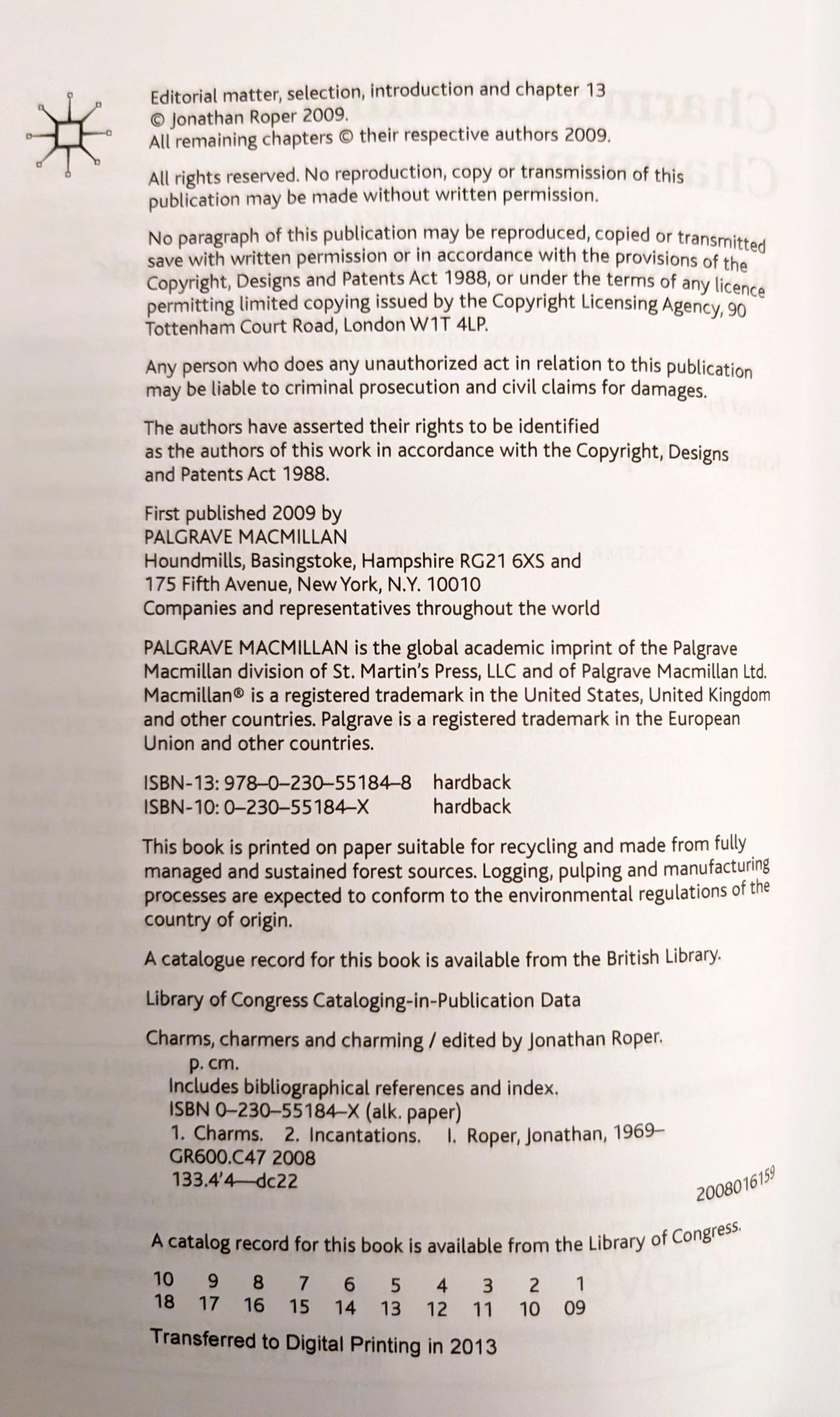 Charms, Charmers and Charming: International Research on Verbal Magic edited by Jonathan Roper