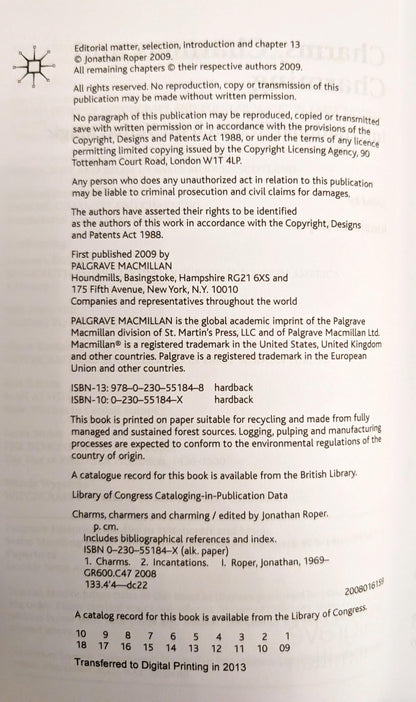 Charms, Charmers and Charming: International Research on Verbal Magic edited by Jonathan Roper