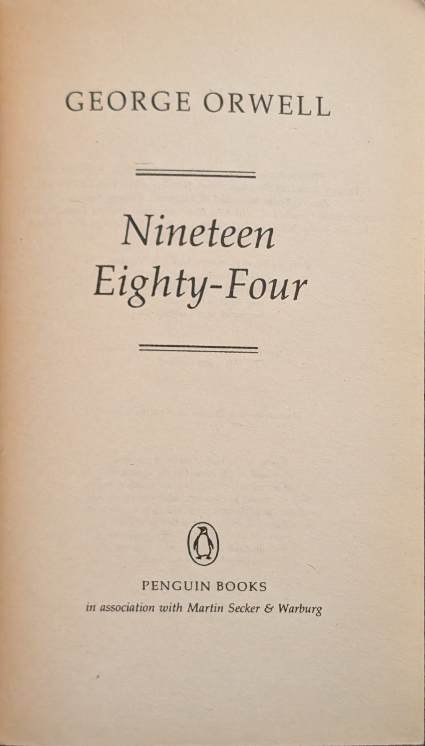 Nineteen Eighty-Four by George Orwell