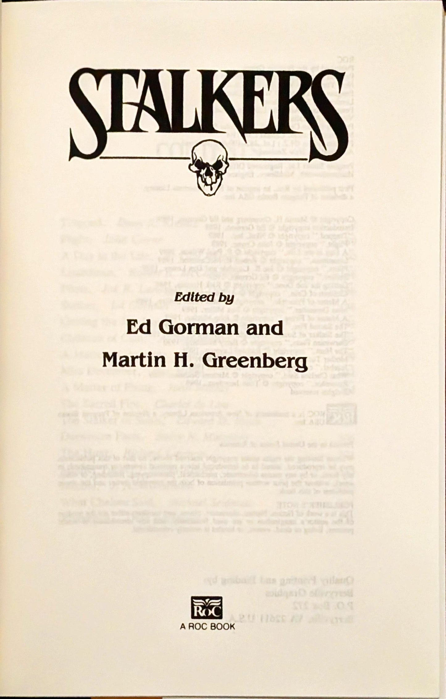 Stalkers edited by Ed Gorman & Martin H. Greenberg