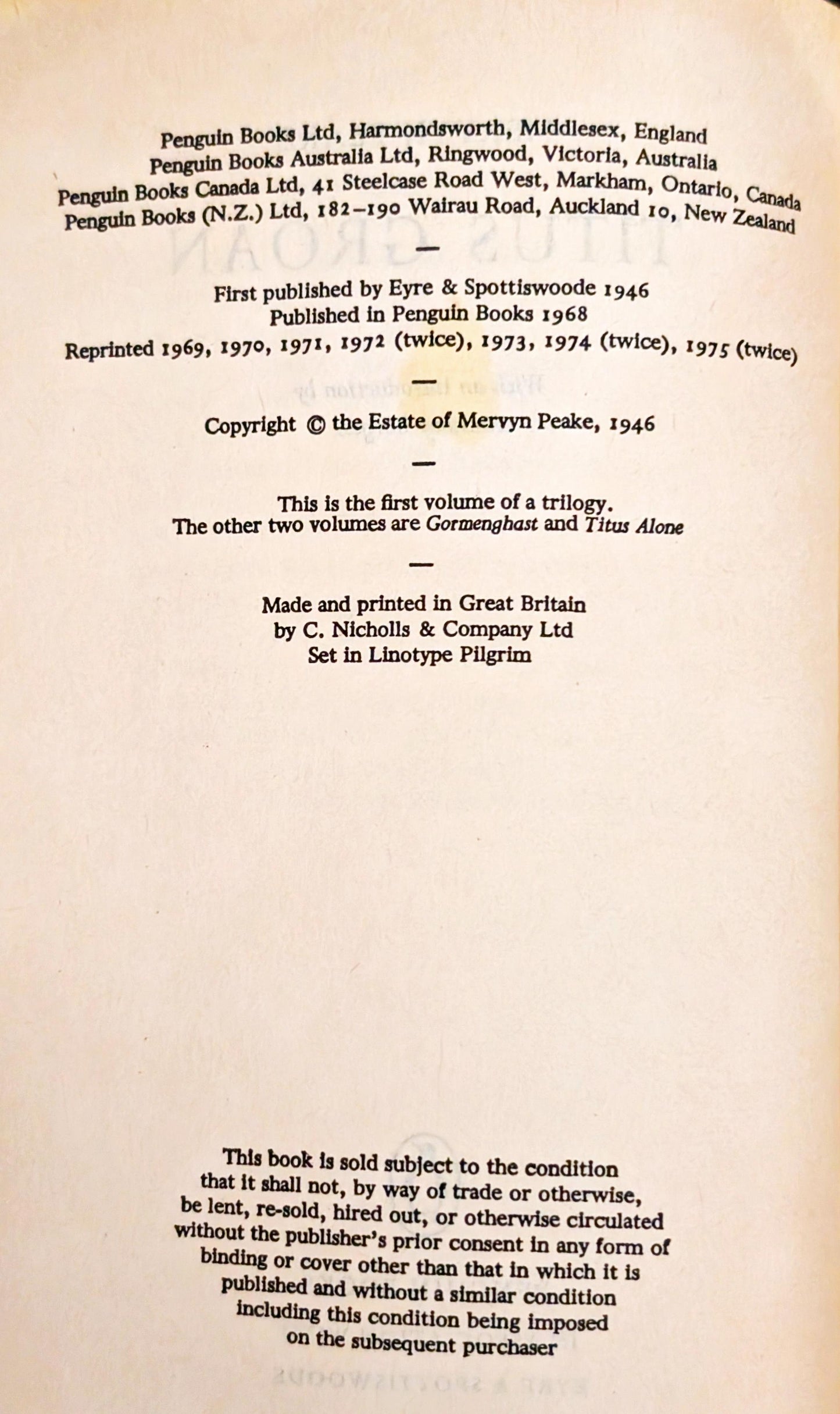 Titus Groan by Mervyn Peake