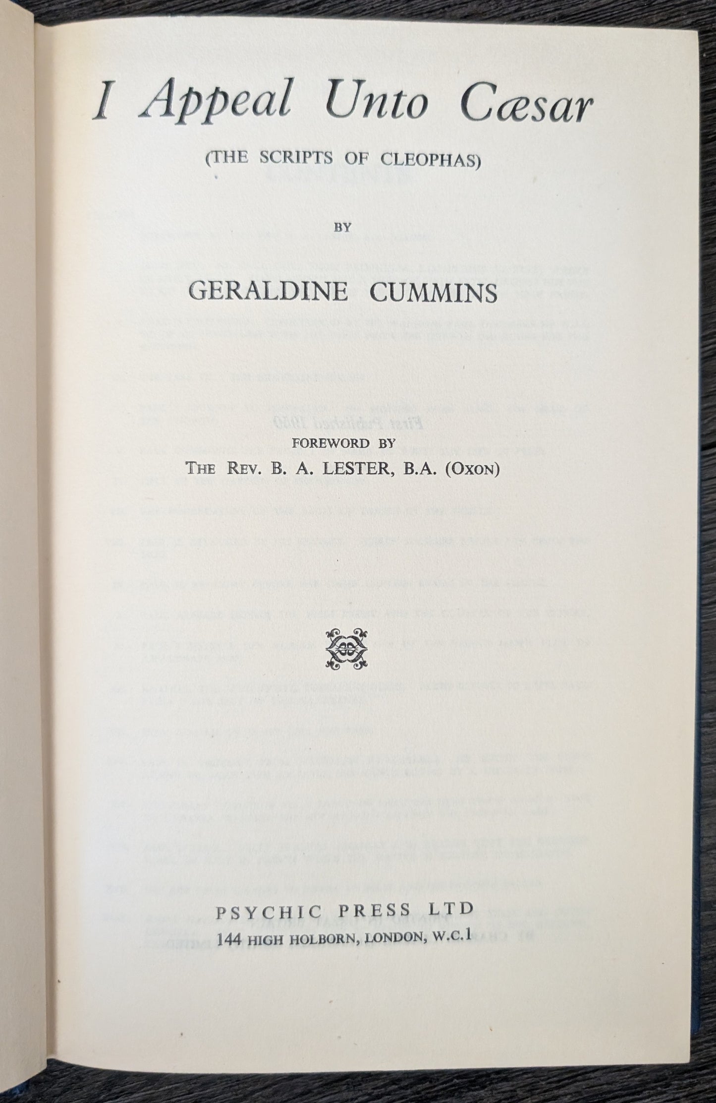I Appeal Unto Caesar (The Scripts of Cleophas) by Geraldine Cummins