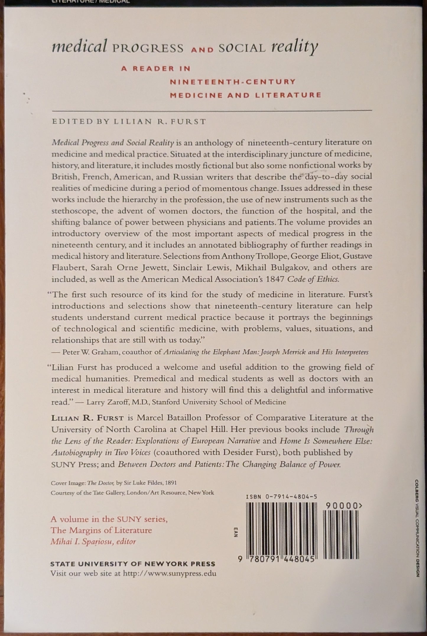 Medical Progress and Social Reality: A Reader of Nineteenth Century Medicine and Literature edited by Lillian R. Furst