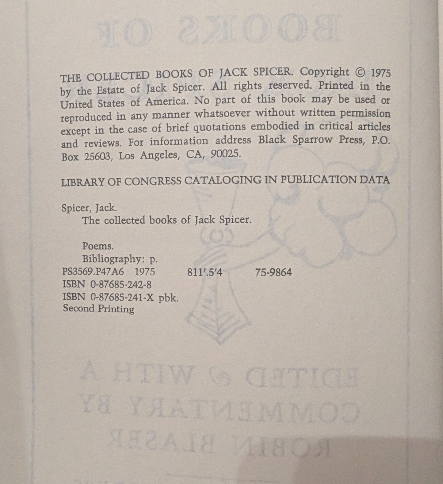 Collected Books of Jack Spicer edited by Robin Blaser