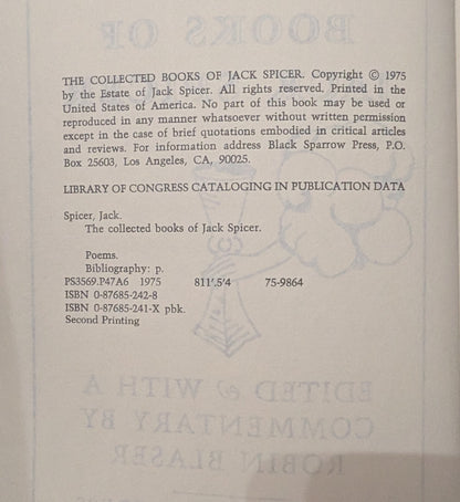 Collected Books of Jack Spicer edited by Robin Blaser