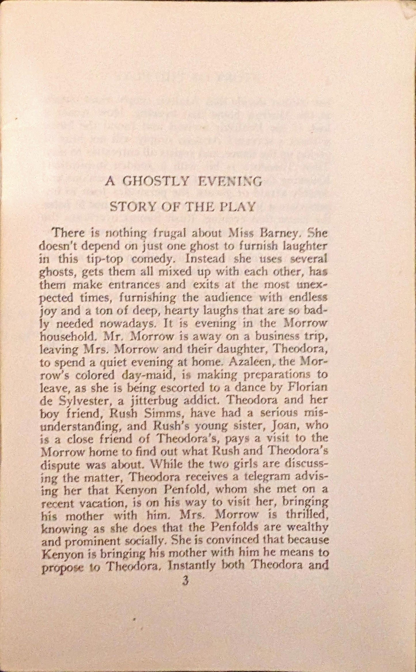 A Ghostly Evening: A Merry Comedy in One Act by Grace Barney