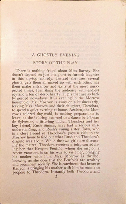 A Ghostly Evening: A Merry Comedy in One Act by Grace Barney