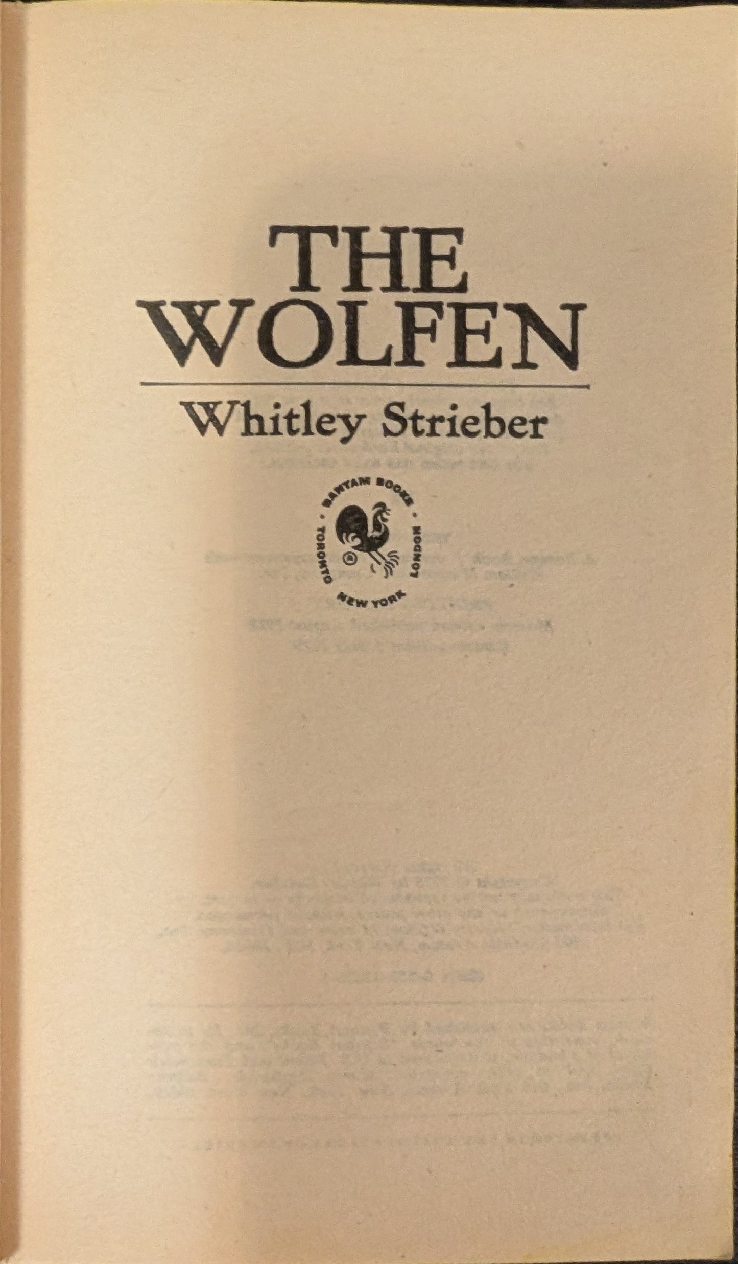 The Wolfen by Whitley Strieber