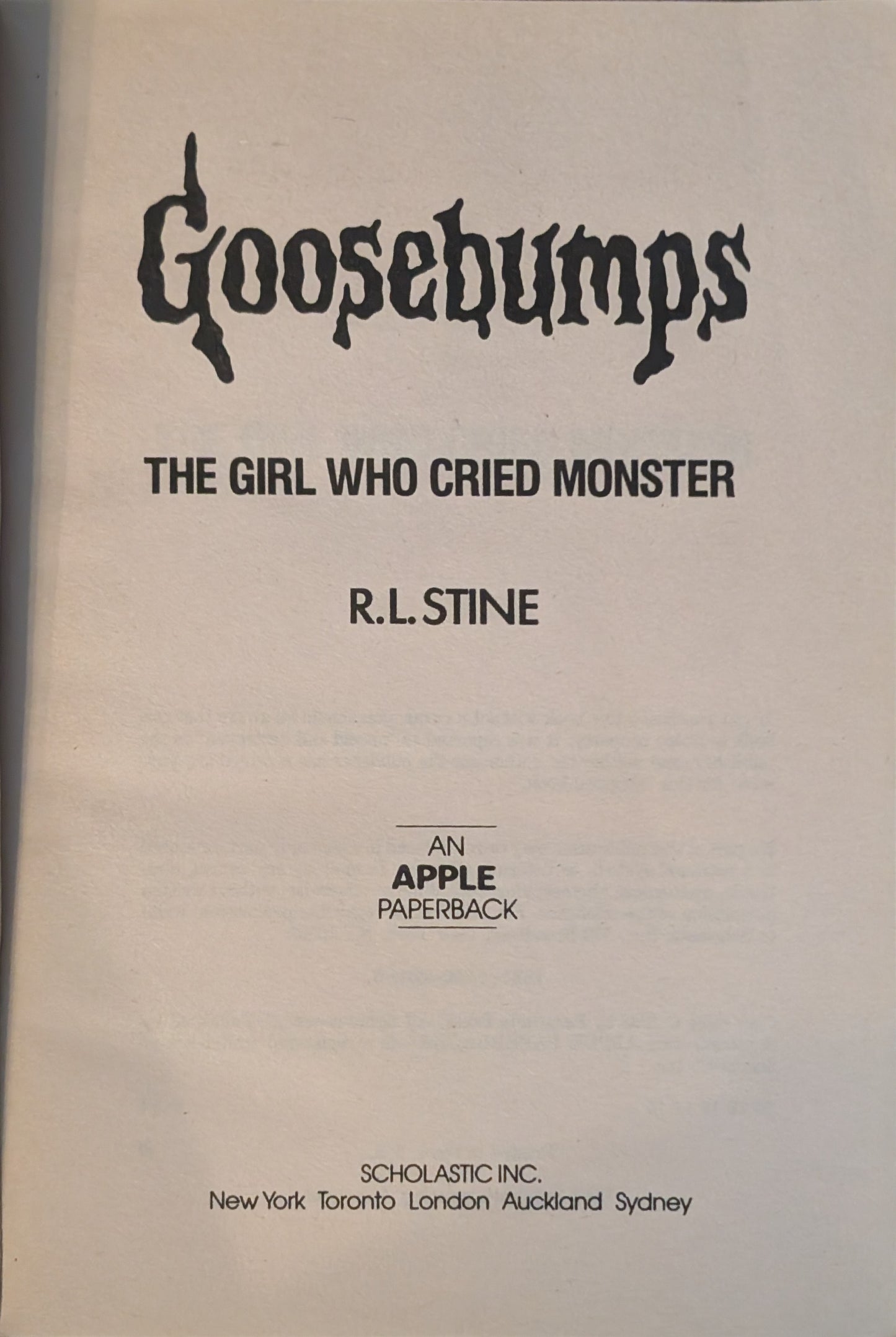 The Girl Who Cried Monster (Goosebumps #8) by R. L Stine