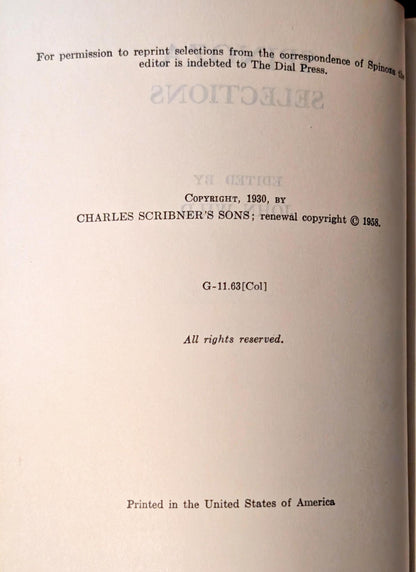 Spinoza Selections edited by John Wild