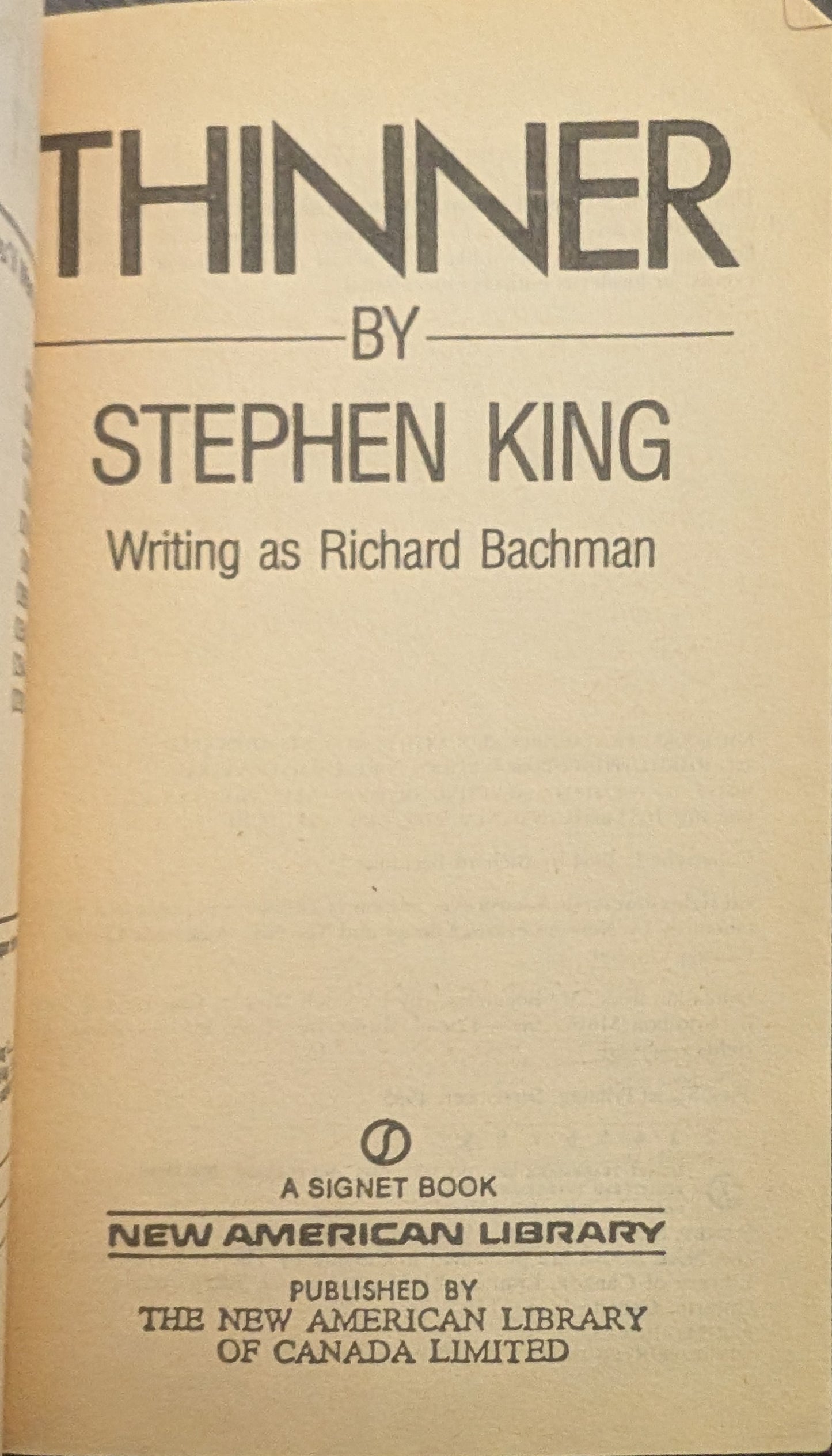 Thinner by Stephen King writing as Richard Bachman