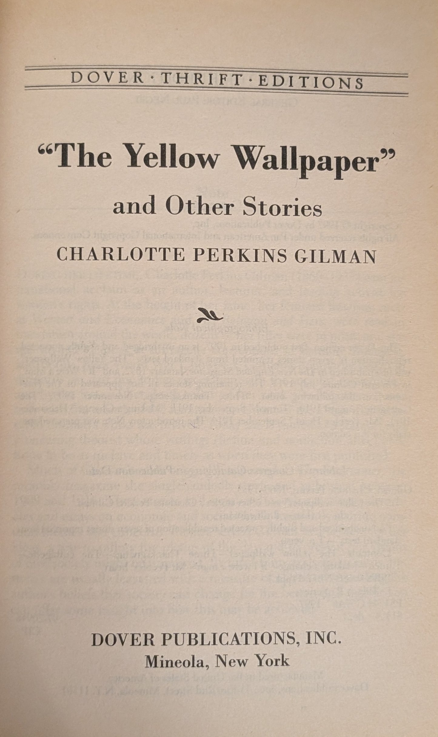 The Yellow Wallpaper and Other Stories by Charlotte Perkins Gilman