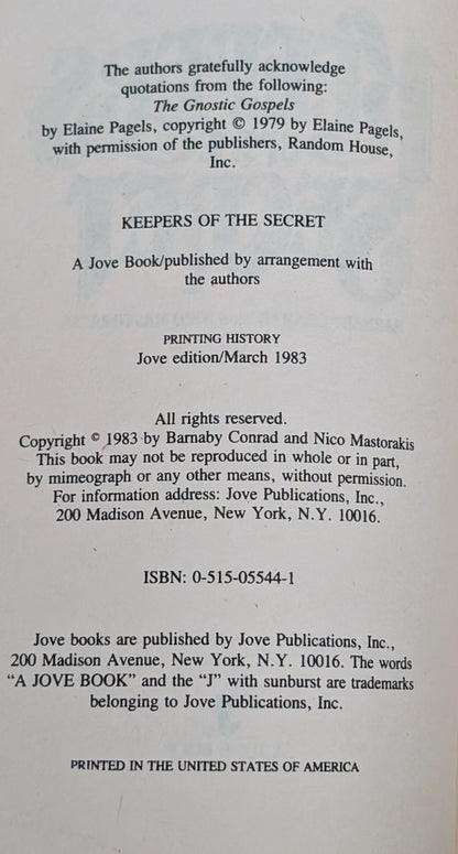 Keeper of the Secret by Barnaby Conrad and Nico Mastorakis