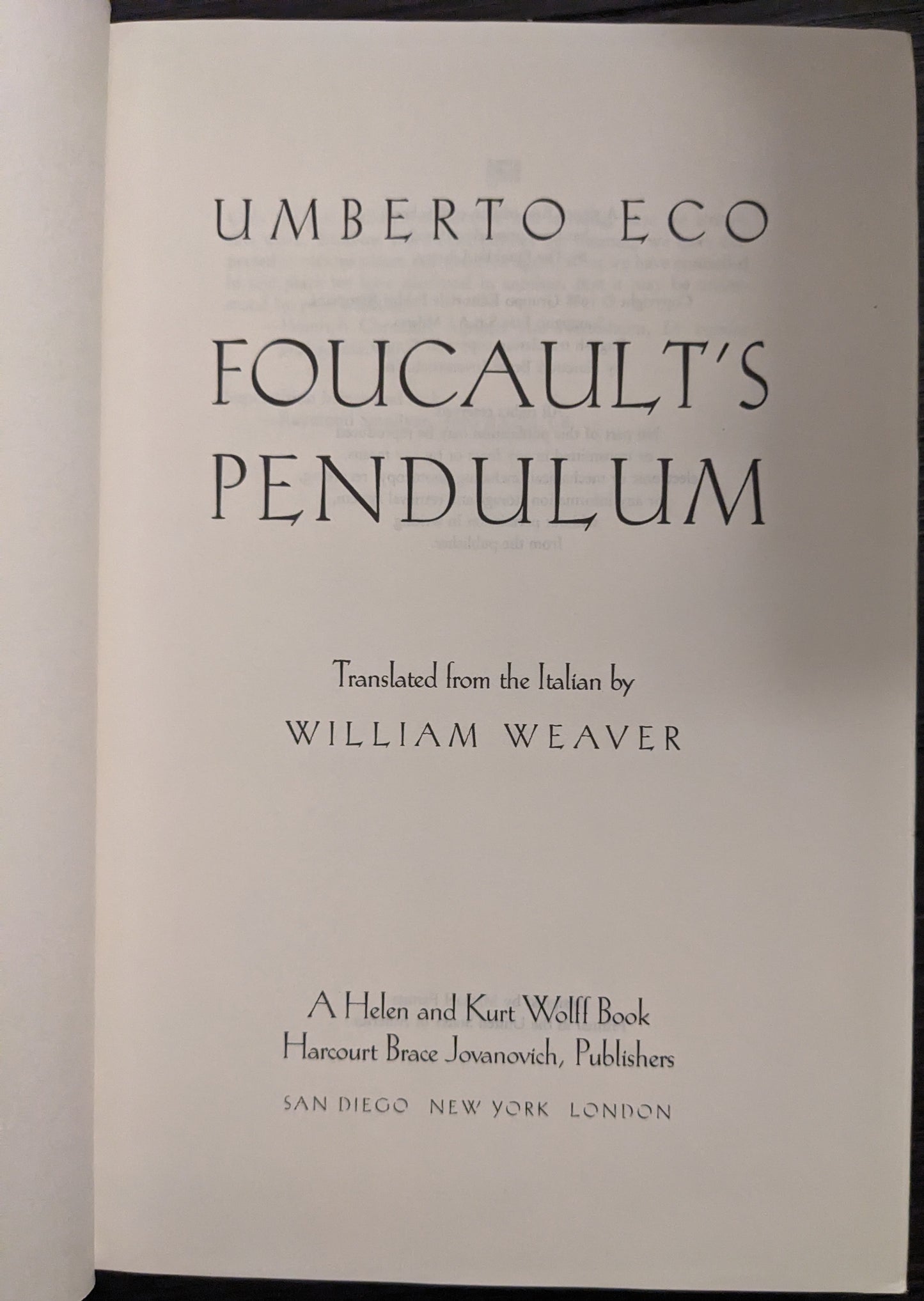 Foucault's Pendulum by Umberto Eco