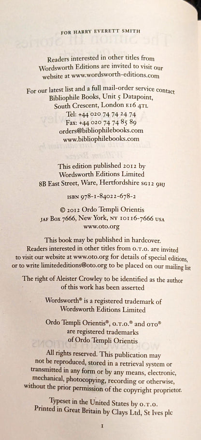 The Simon Iff Stories & Other Works by Aleister Crowley