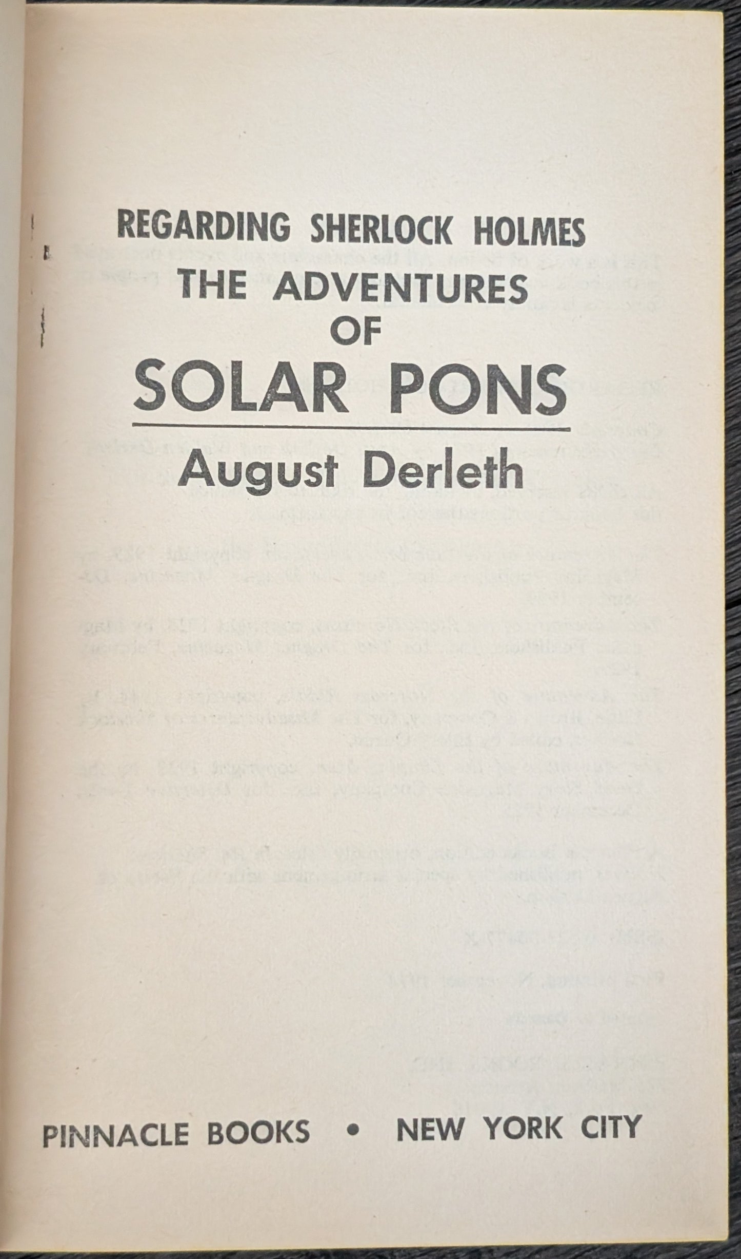 The Adventures of Solar Pons by August Derleth