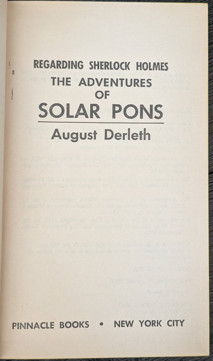 The Adventures of Solar Pons by August Derleth