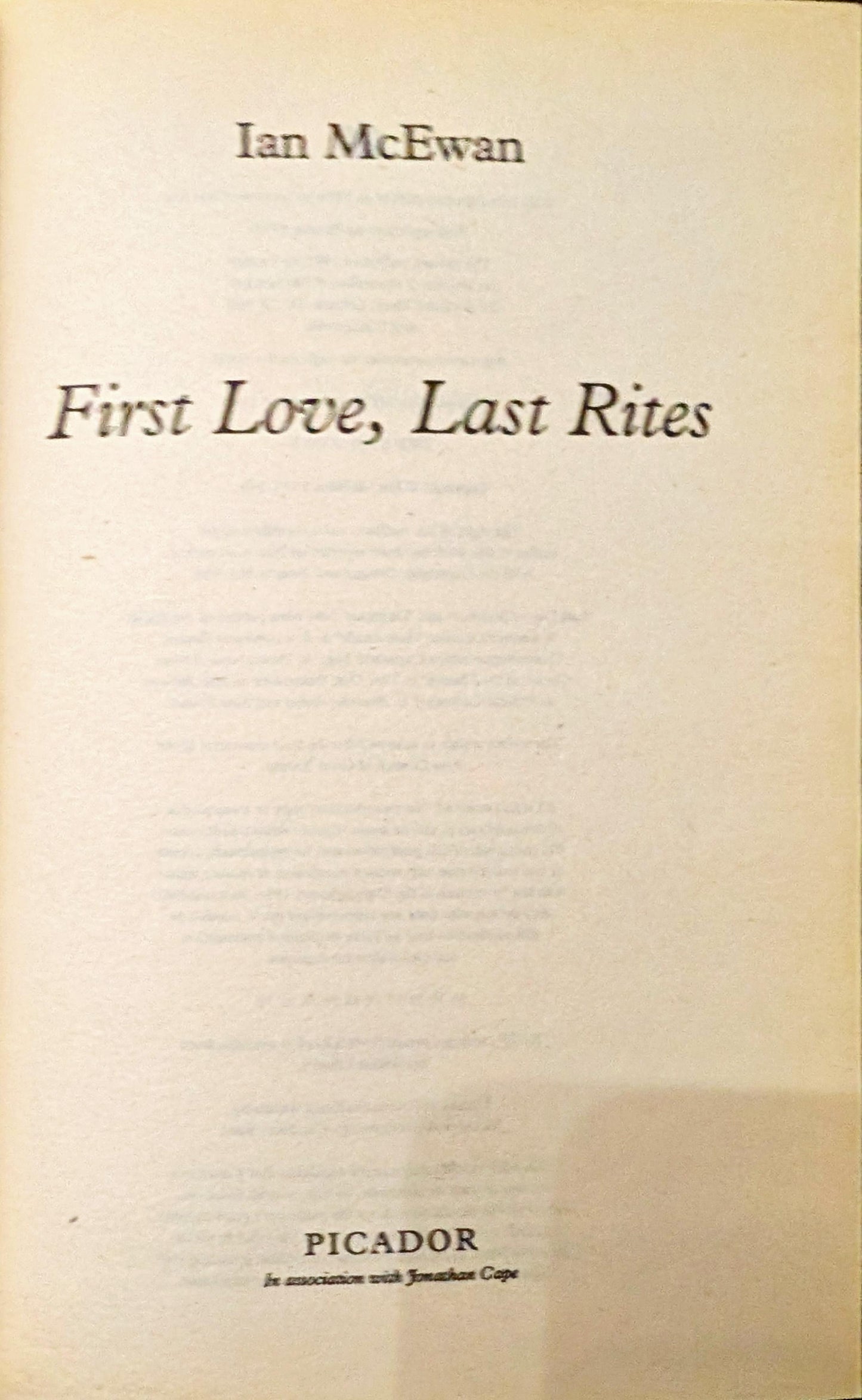 First Love, Last Rites by Ian McEwan