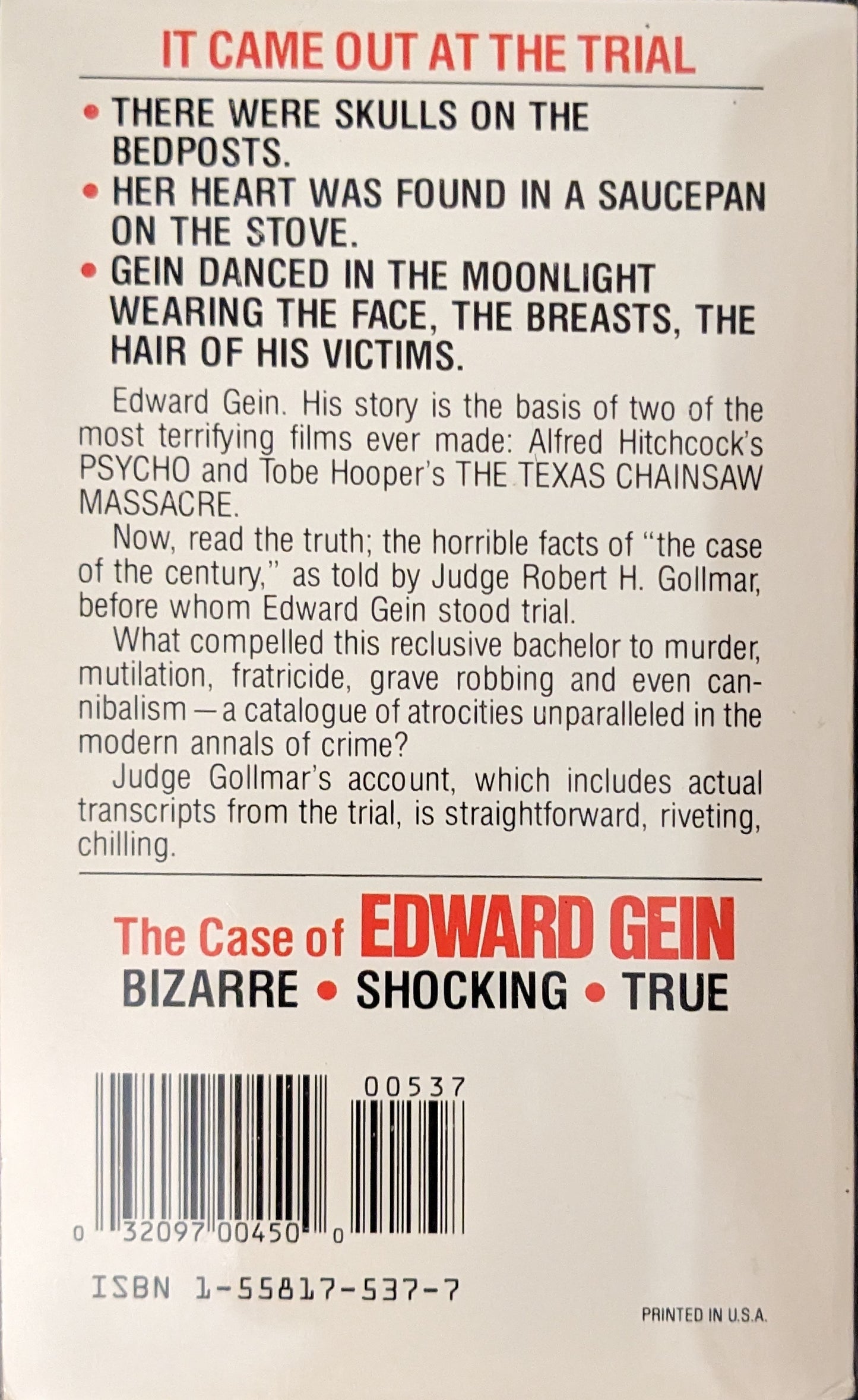 The Case of Edward Gein by Judge Robert H.Gollmar