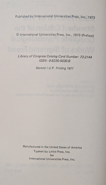 Abstracts of the Standard Edition of the Complete Psychological Works of Sigmund Freud edited by Carrie Lee Rothgeb