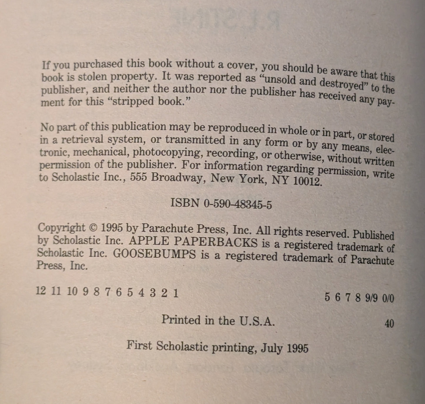 The Horror at Camp Jellyjam (Goosebumps # 33) by R.L Stine