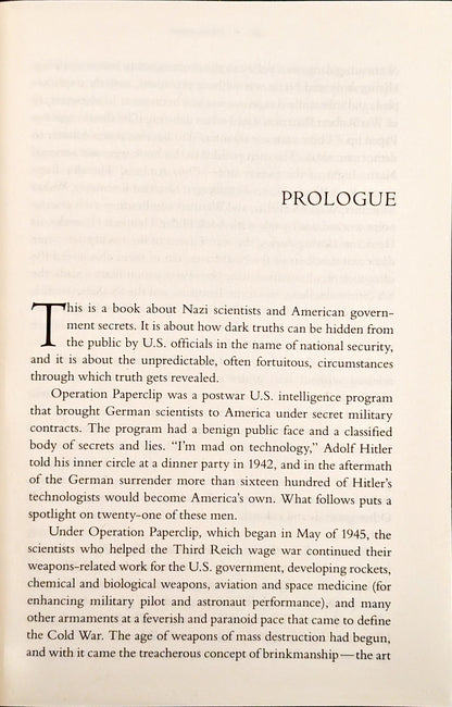 Operation Paperclip: The Secret Intelligence Program That Brought Nazi Scientists to America