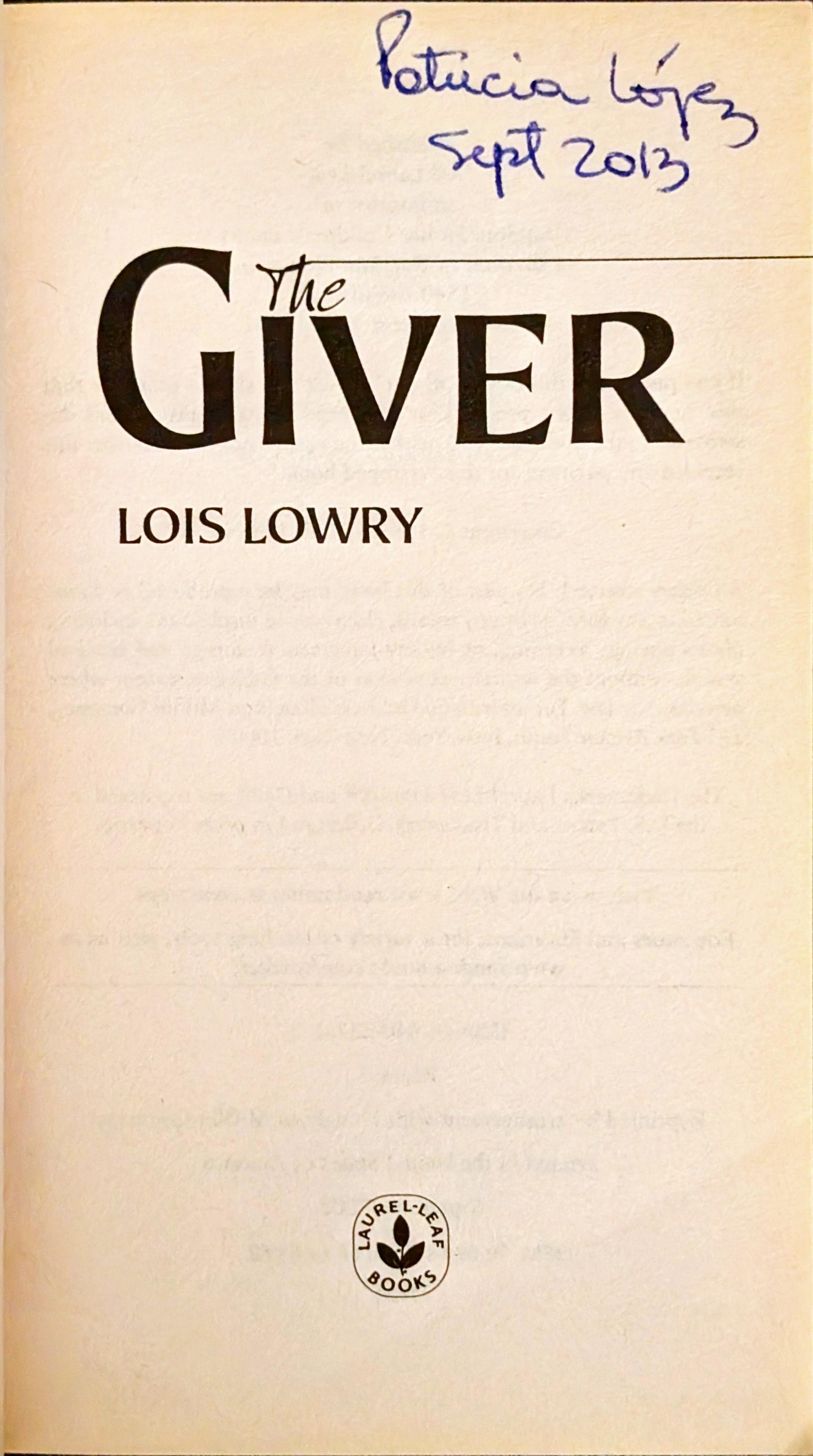 The Giver by Lois Lowry