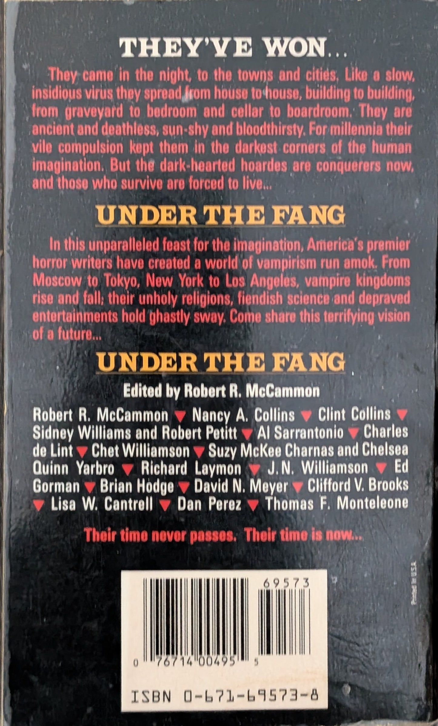 The Horror Writers of American present Under the Fang edited by Robert R. McCammon