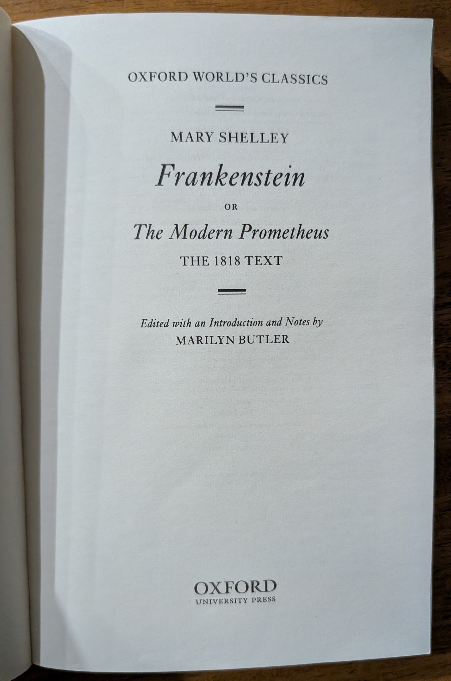Frankenstein (1818 Text) by Mary Shelley