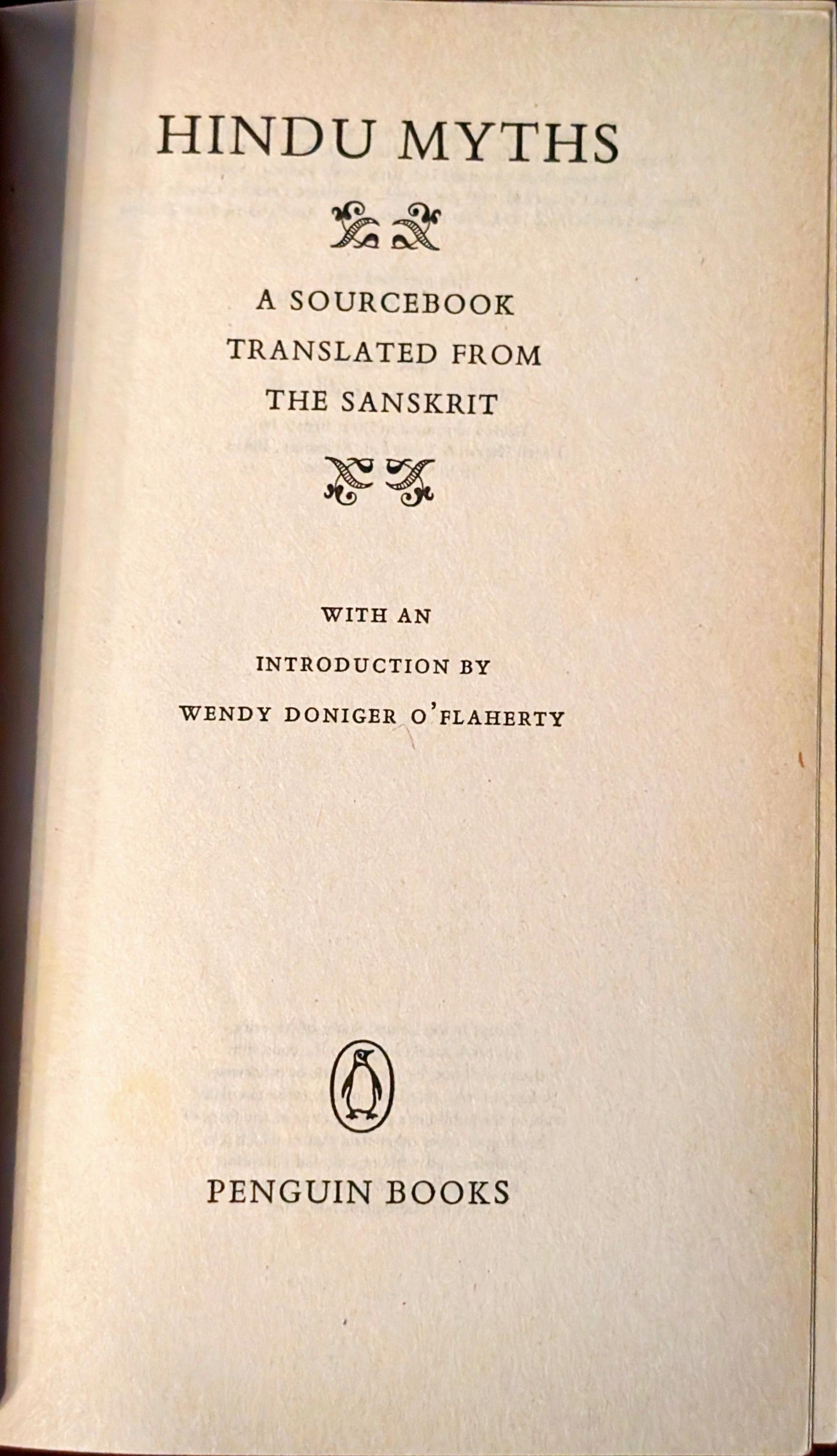 Hindu Myths: A Sourcebook translated from the Sanskrit