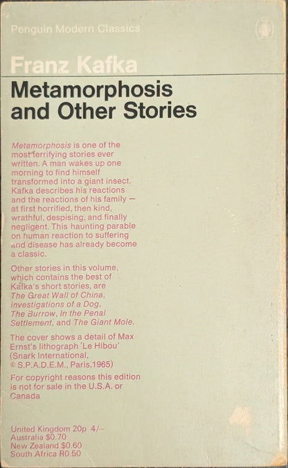 Metamorphosis and Other Stories by Franz Kafka