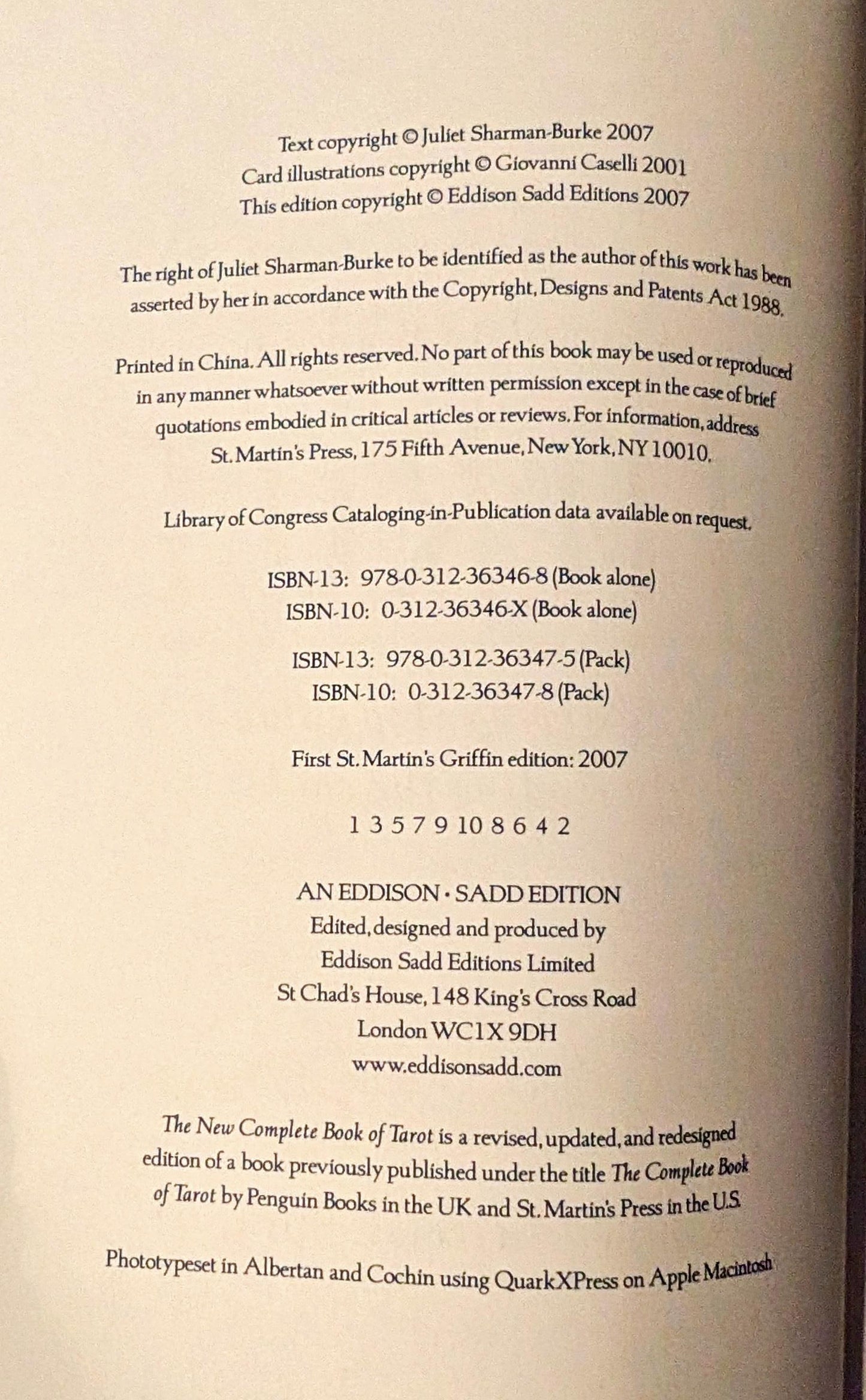 The New Complete Book of Tarot by Juliet Sharman-Burke