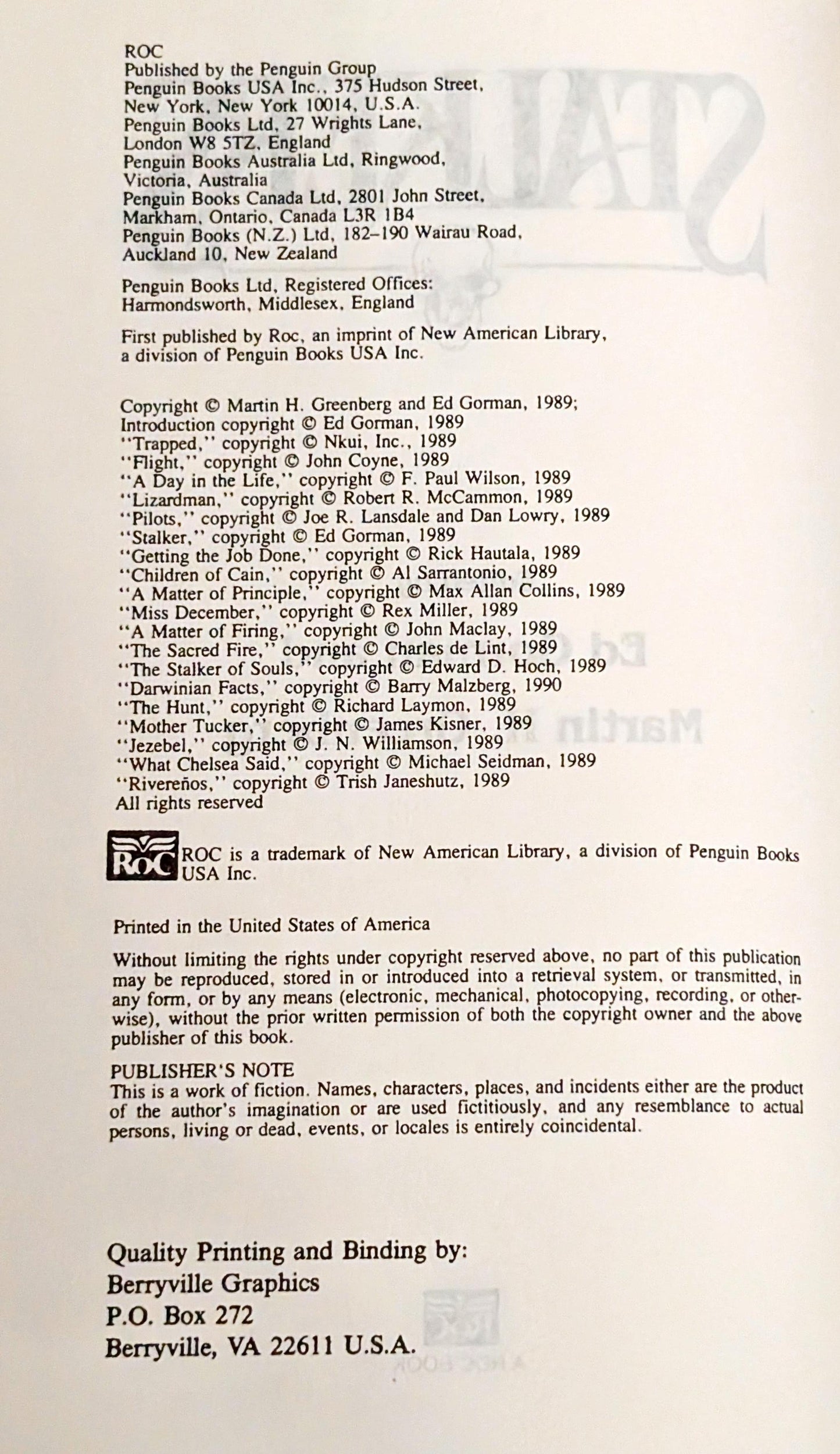 Stalkers edited by Ed Gorman & Martin H. Greenberg