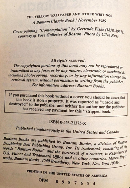 The Yellow Wallpaper and Other Writings by Charlotte Perkins Gilman